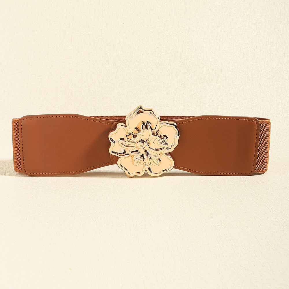 Buy Flower Alloy Buckle Elastic Belt by Faz