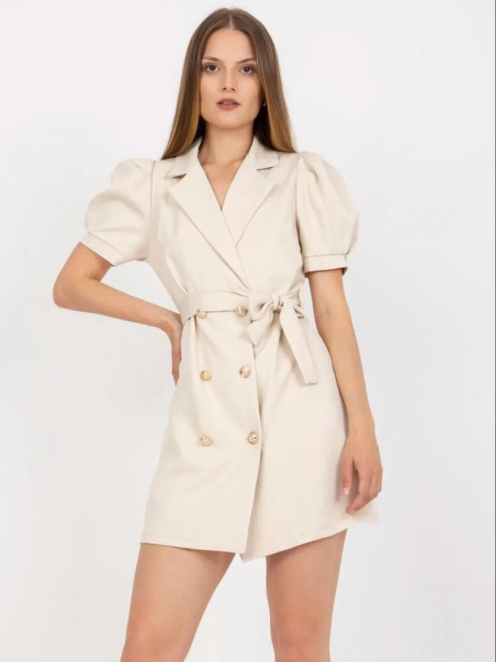 Buy Tie Waist Short Sleeve Blazer Dress by Faz