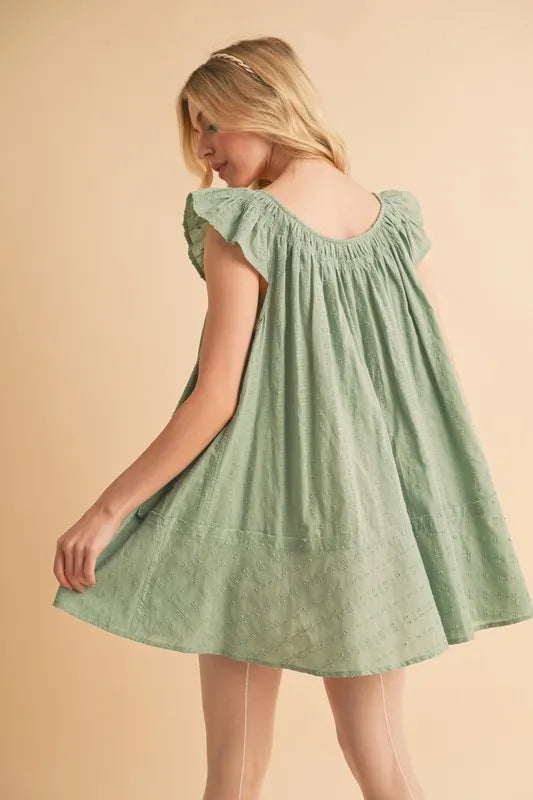 Buy Ruffled Cap Sleeve Cotton Tunic Mini Dress by Faz