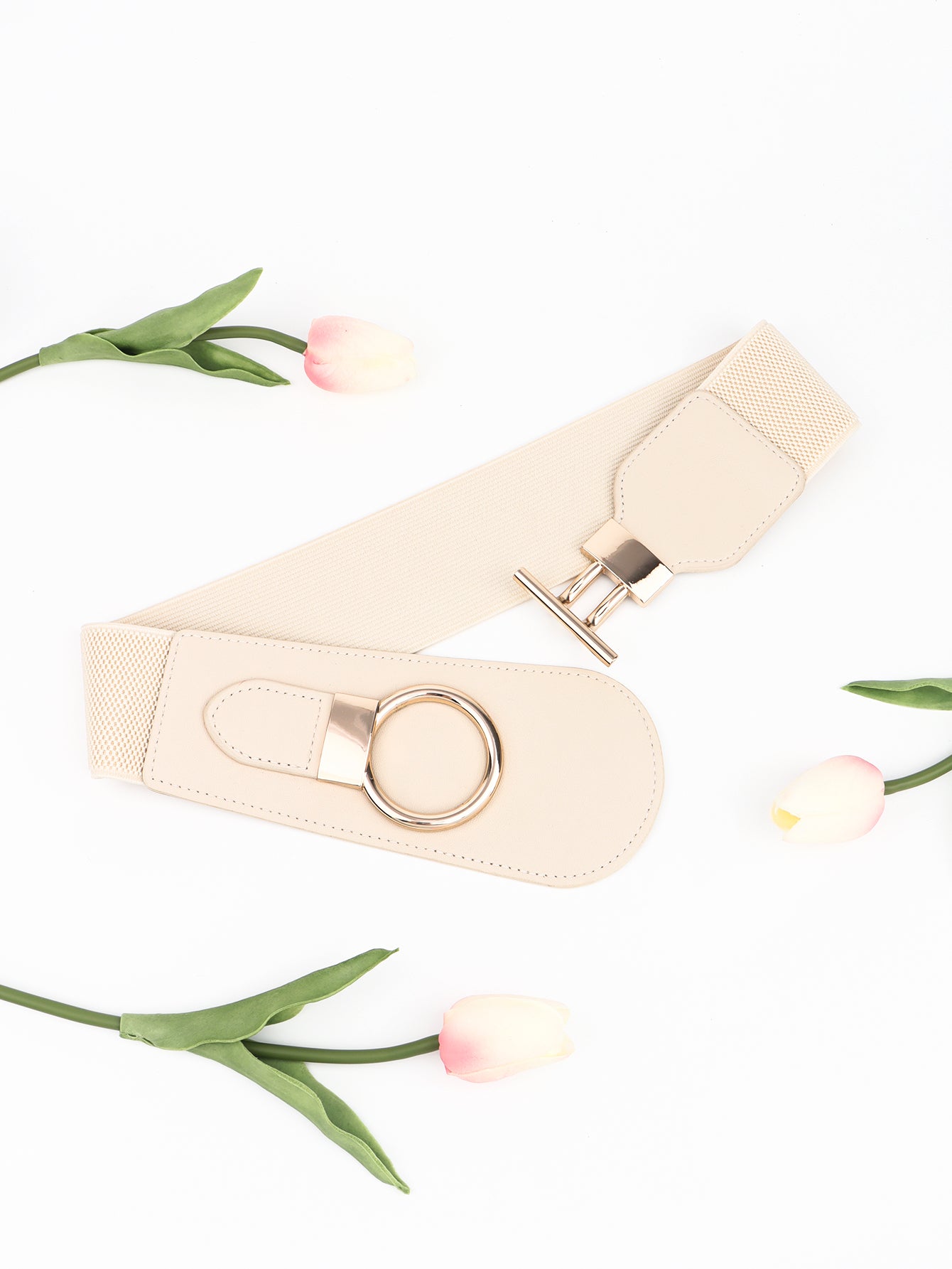 Buy PU Elastic Wide Belt with Alloy Buckle by Faz