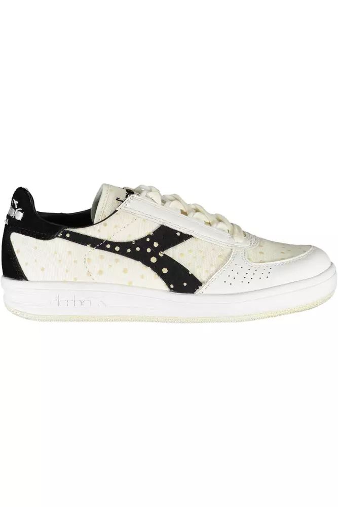 Elegant White Lace-Up Sneakers with Logo Accent
