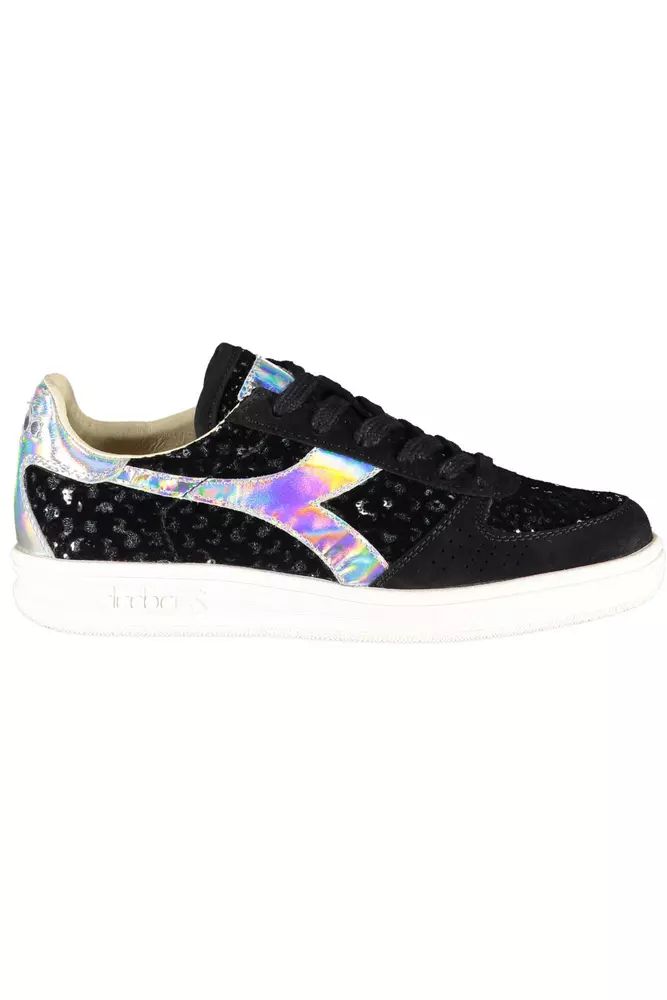 Chic Black Lace-Up Sneakers with Contrasting Details