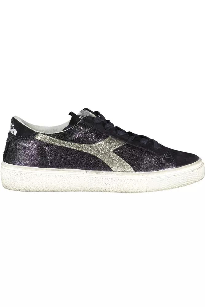 Elegant Black Lace-Up Sneakers with Contrasting Details