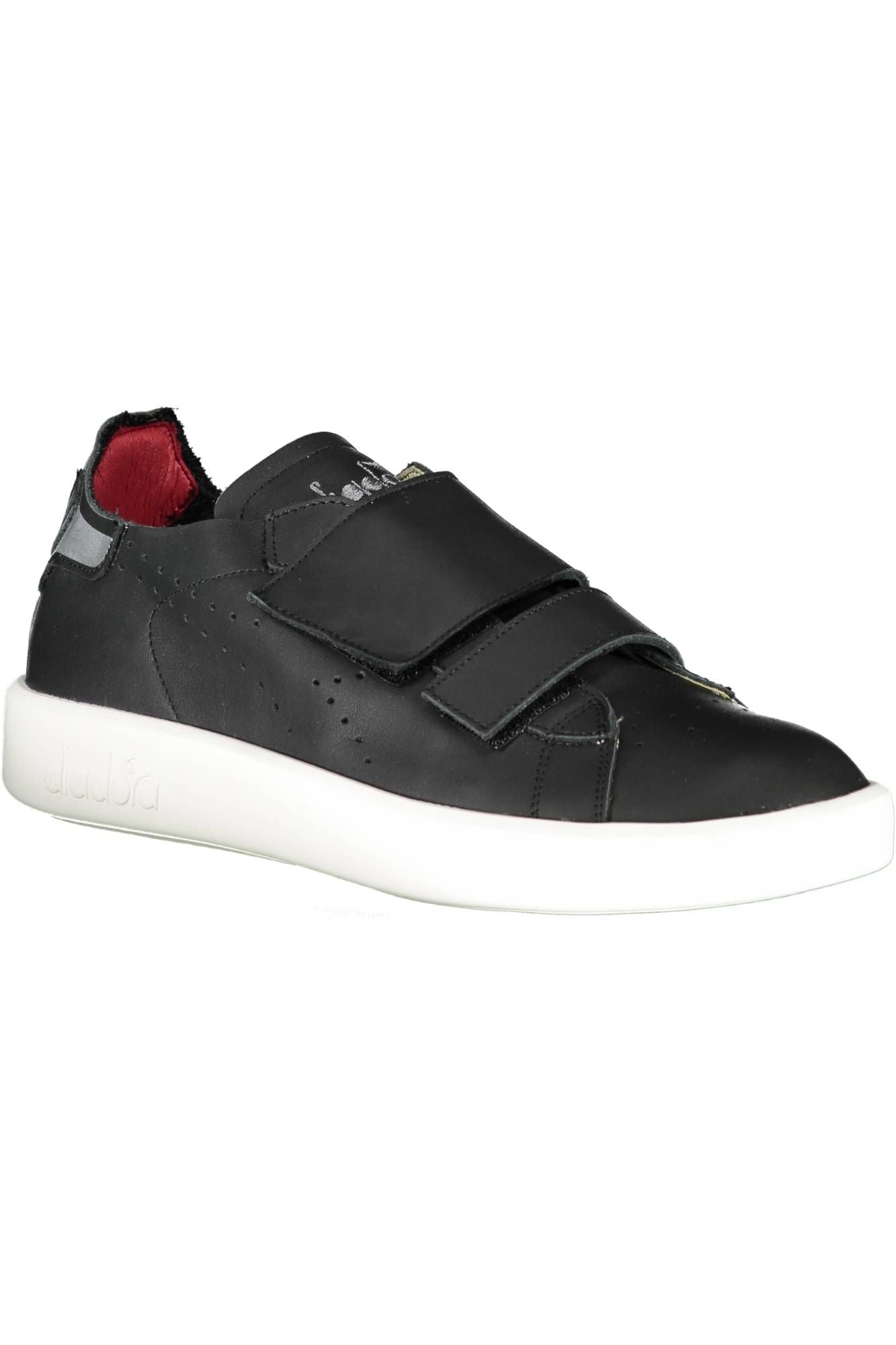 Sleek Black Leather Sneakers with Contrast Details