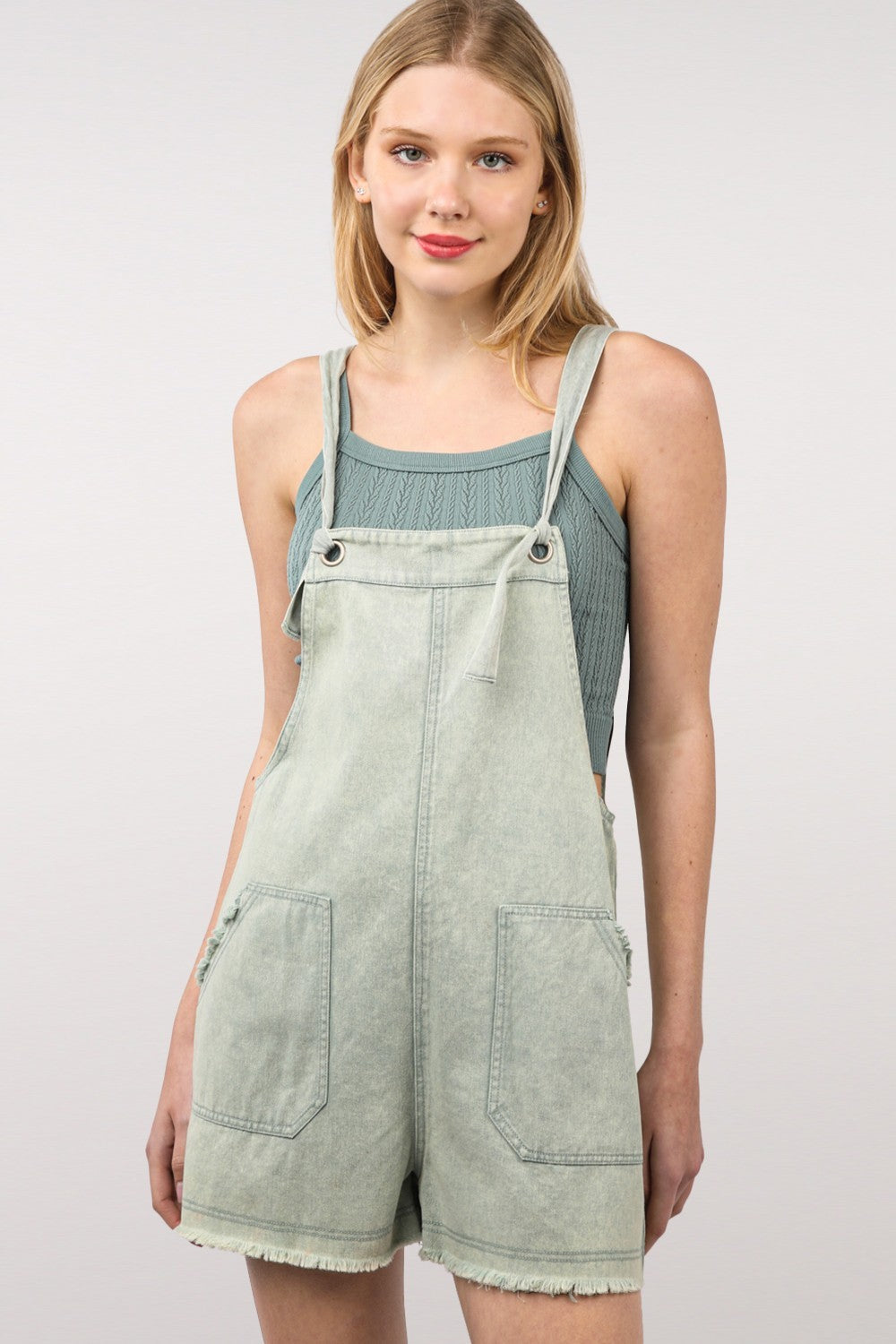 Buy Washed Frayed Hem Denim Overall by Faz