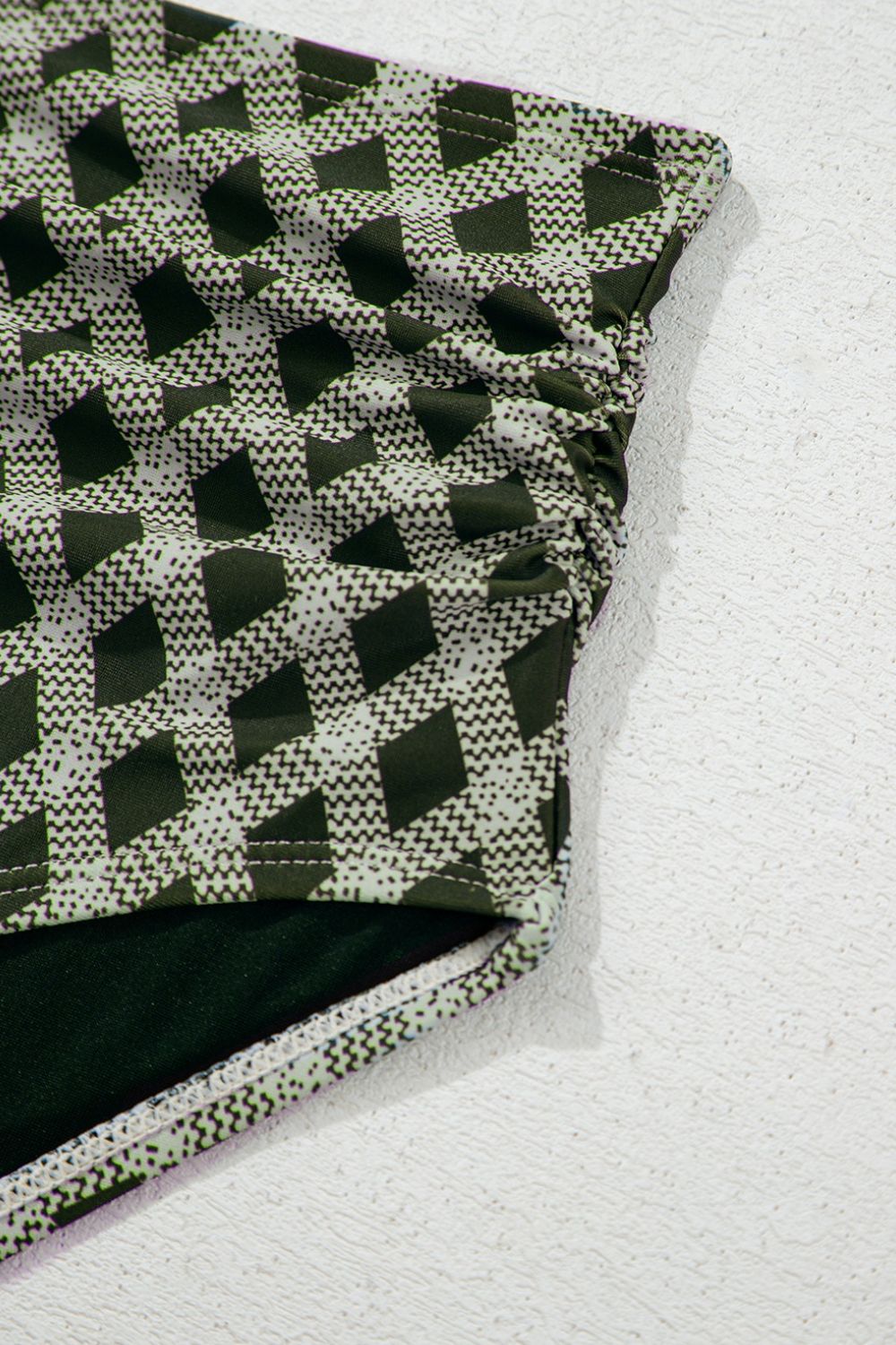 Buy Dotted Mesh Plaid Patchwork High Waisted Swim Set by Faz