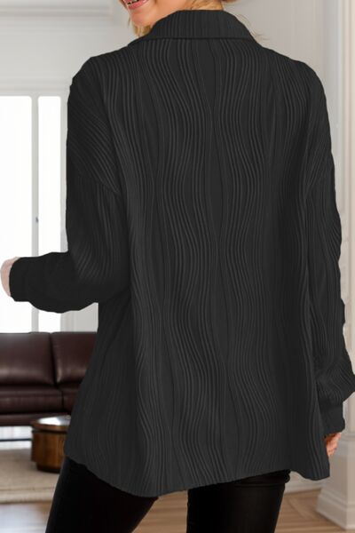 Buy Textured Collared Neck Long Sleeve Shirt by Y@Z@Y