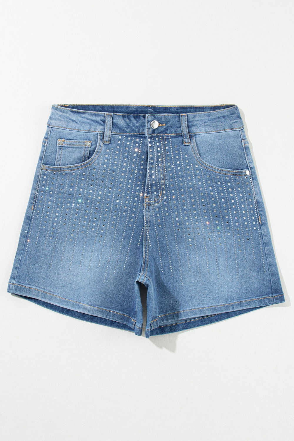 Buy Rhinestone High Waist Denim Shorts by Faz