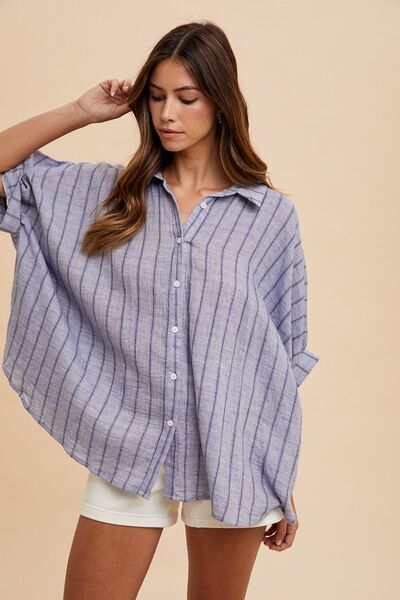Striped Button Up Half Sleeve Shirt