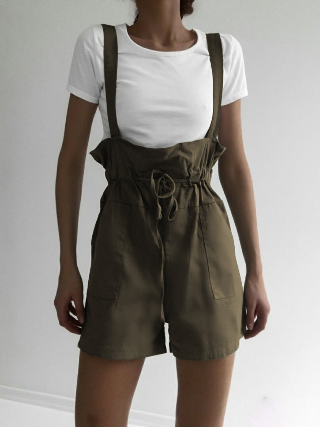 Buy Drawstring Wide Strap Overalls with Pockets by Faz