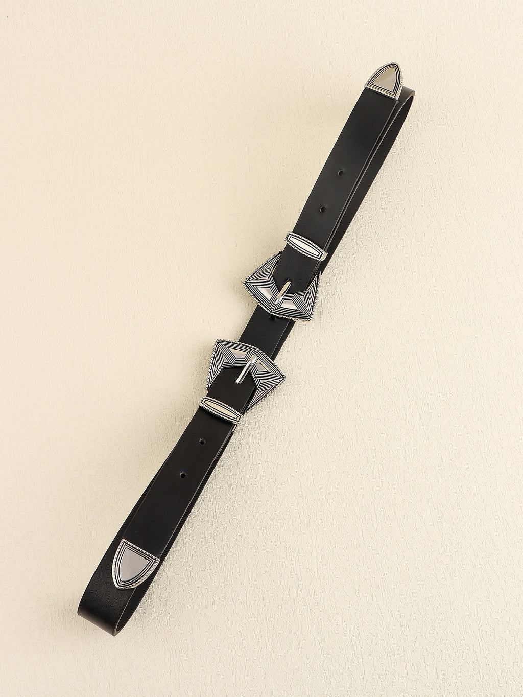 Buy Double Buckle PU Leather Belt by Faz