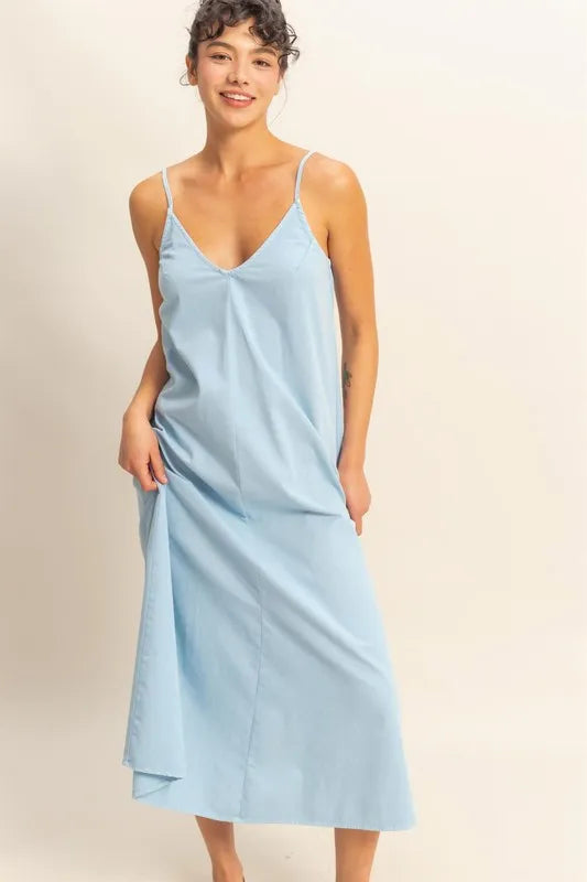 Buy Dyed V-Neck Loose Dress by Faz
