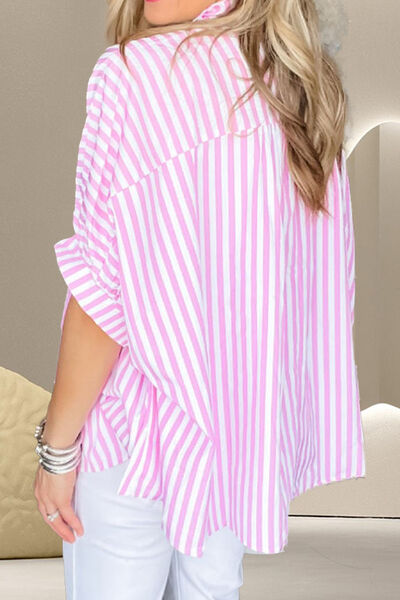 Buy Striped Collared Neck Half Sleeve Shirt by SYNZ