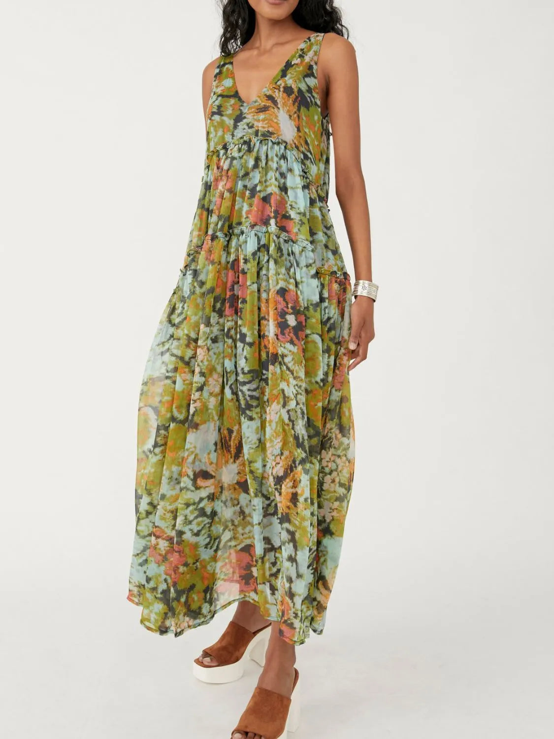 Buy Printed V-Neck Sleeveless Dress by Faz