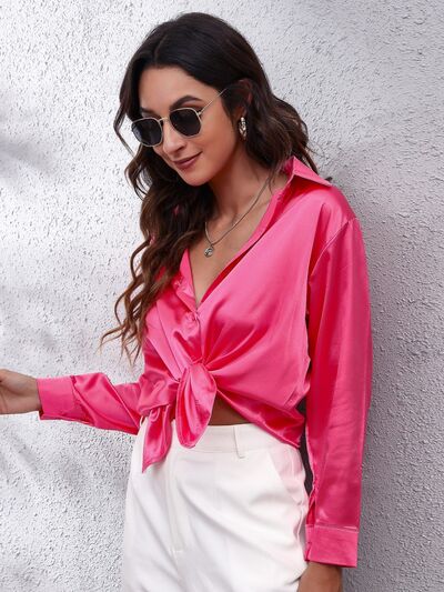 Buy Button Up Collared Neck Long Sleeve Shirt by B&S