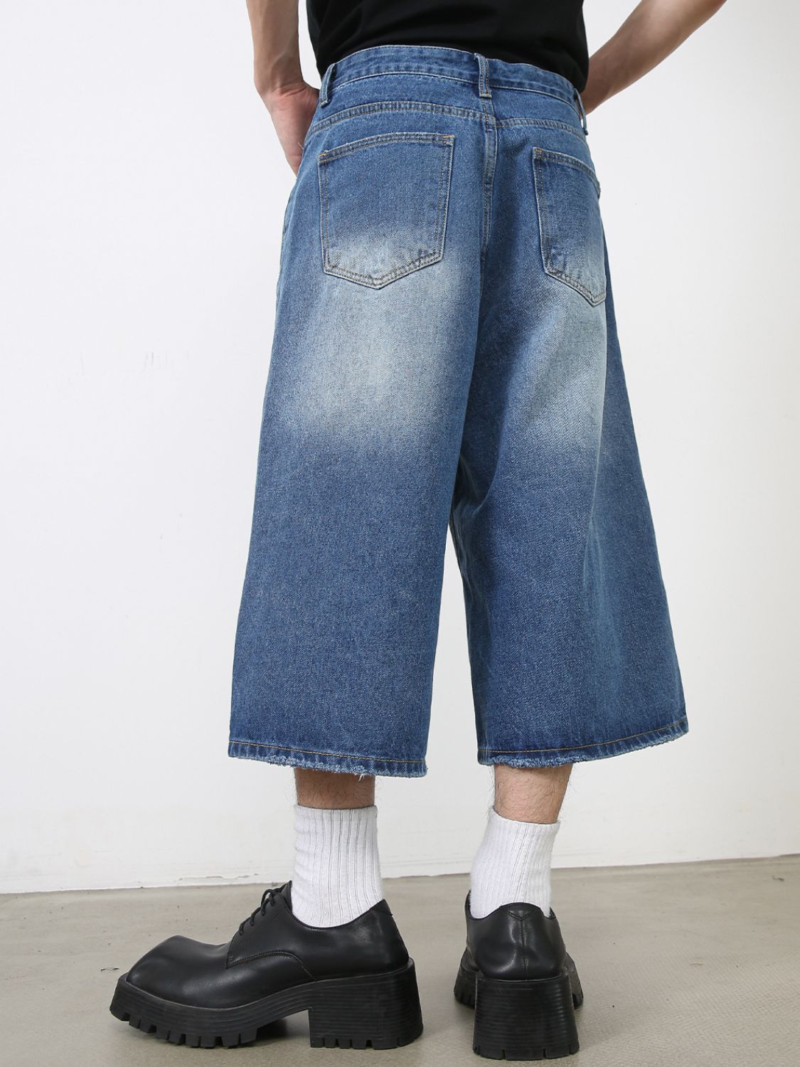 Buy Men's Washed Denim Shorts with Pockets by Faz