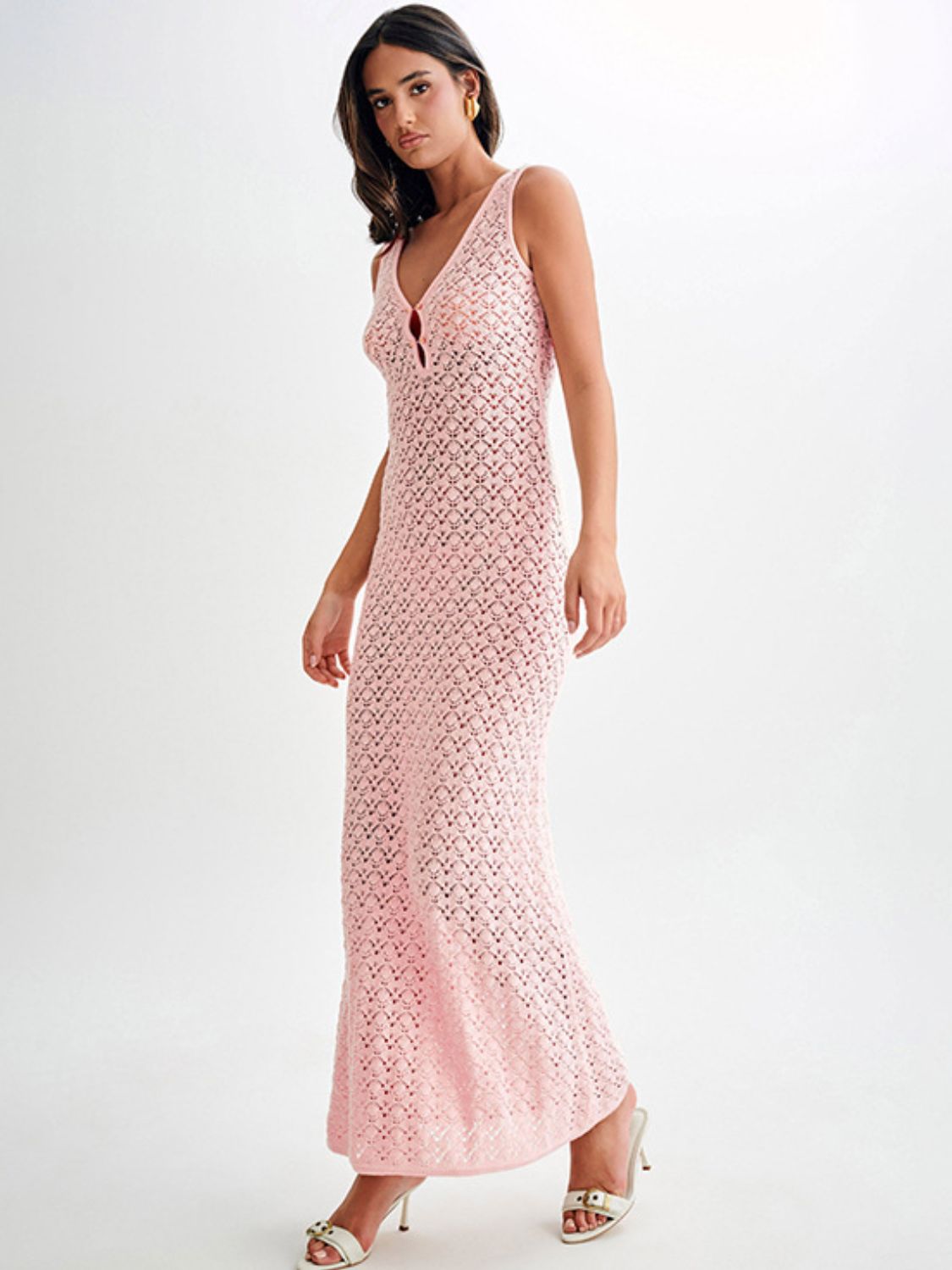 Buy Openwork Sleeveless Maxi Dress by Faz
