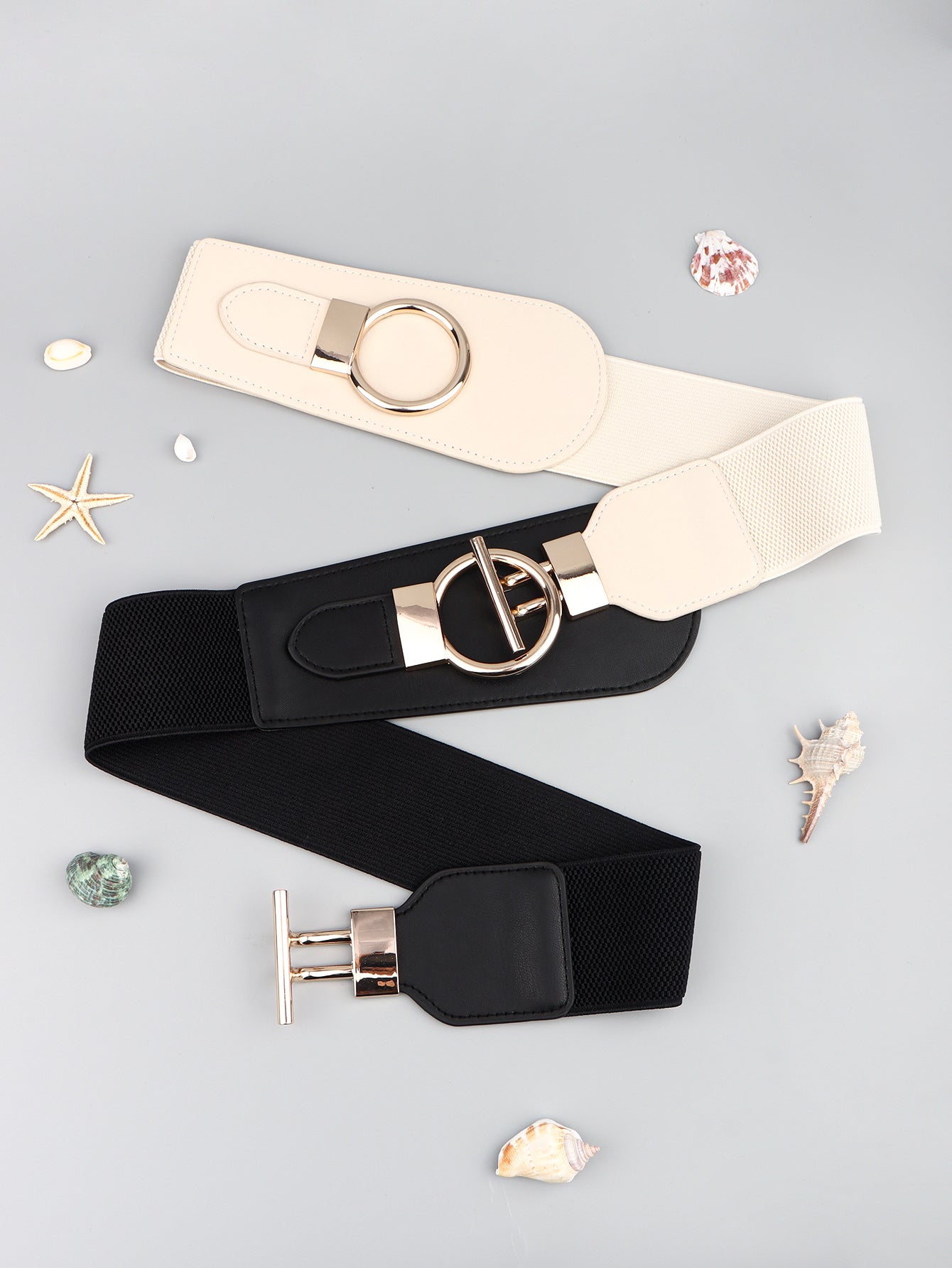 Buy PU Elastic Wide Belt with Alloy Buckle by Faz