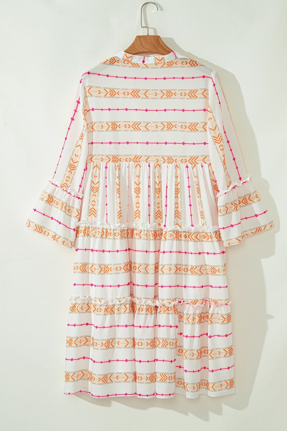 Buy Printed Ruffled Notched Loose Dress by Faz