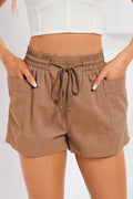 Buy Drawstring Smocked Waist Pocketed Shorts by Faz