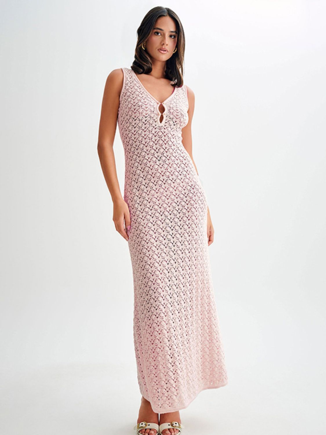Buy Openwork Sleeveless Maxi Dress by Faz