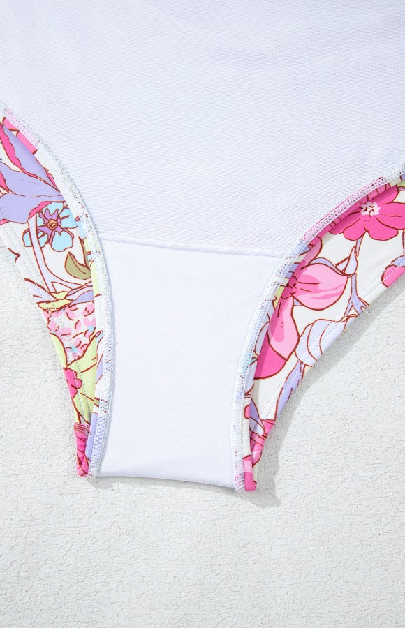 Buy Floral Ruffle Trim Tummy Control One Piece Swimsuit by Faz