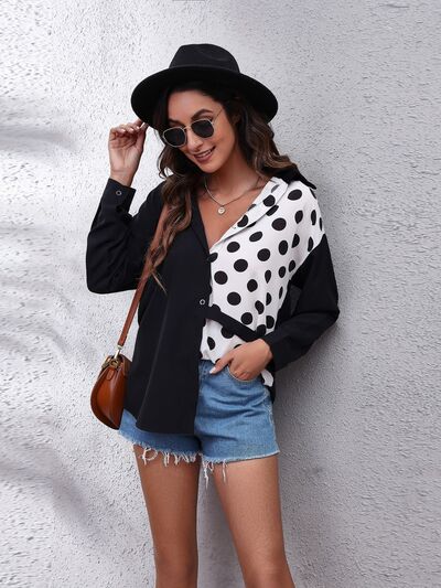 Buy Contrast Button Up Long Sleeve Shirt by B&S