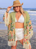 Buy Plus Size Fringe Open Front Cover-Up by Faz