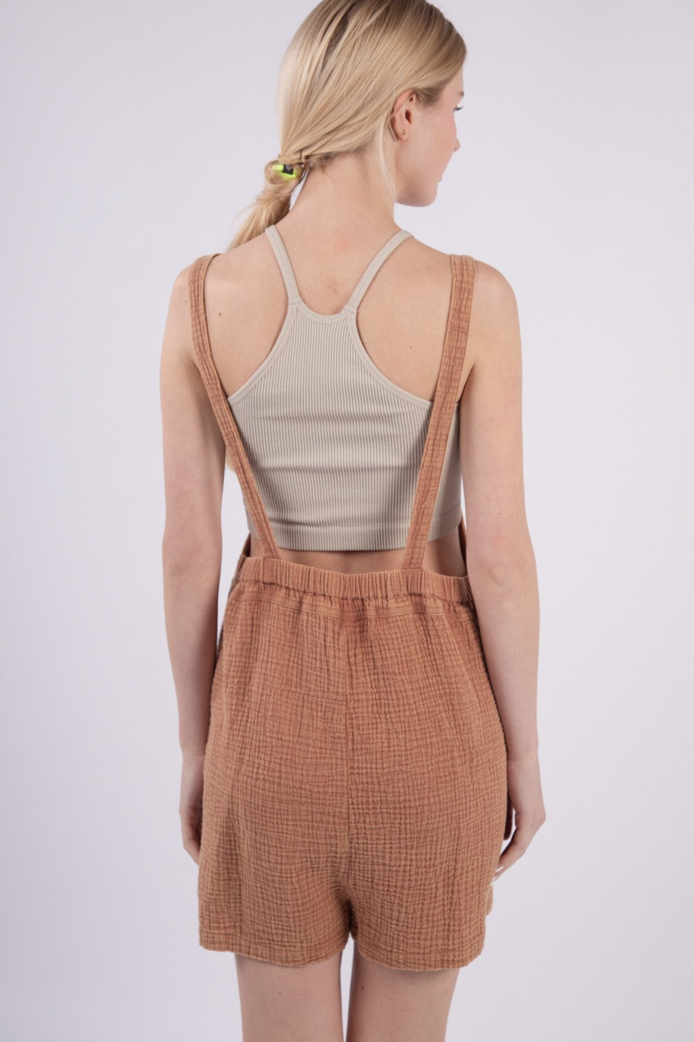 Buy Sleeveless Double Gauze Overalls with Pockets by Faz