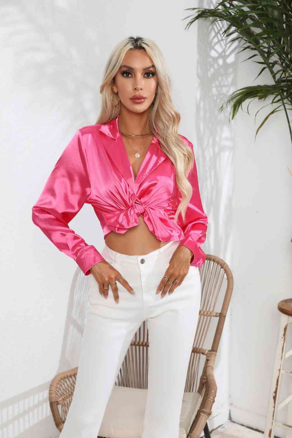 Buy Lapel Collar Button Up Long Sleeve Shirt by B&S