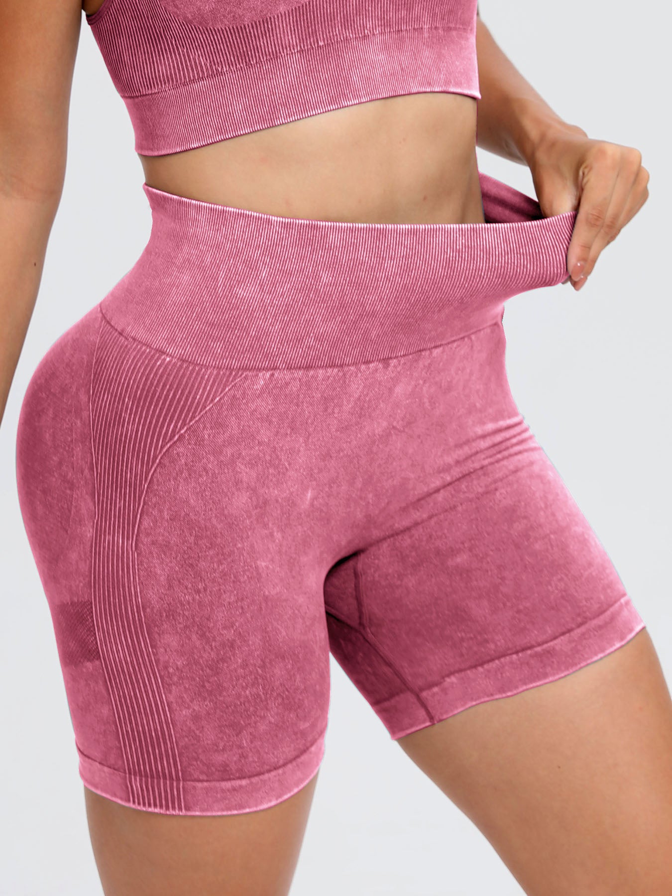 Buy Washed High Waist Active Shorts by Faz