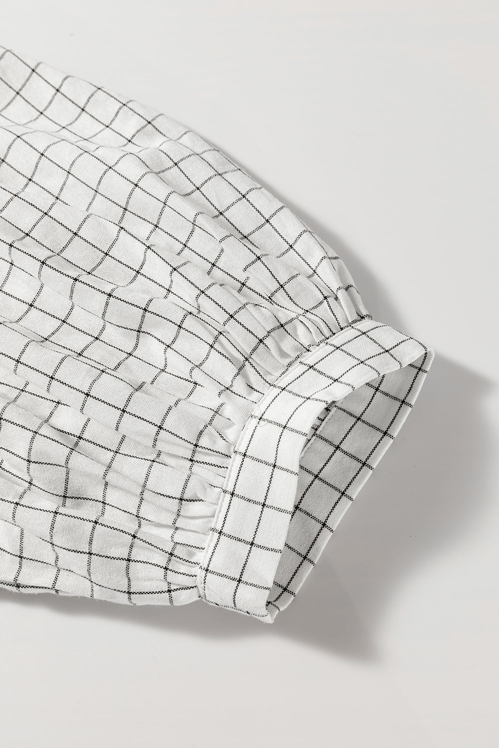 Buy Frill Plaid Notched Balloon Sleeve Mini Dress by Faz