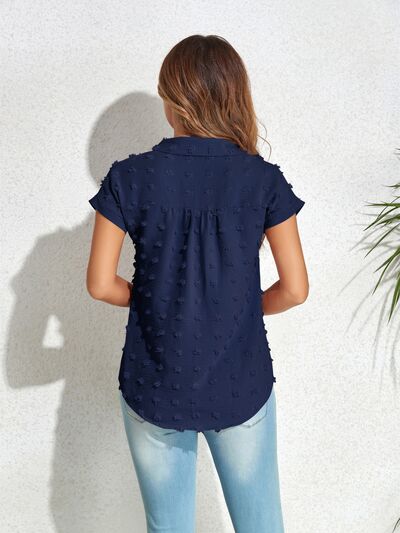 Buy Swiss Dot Button Up Cap Sleeve Shirt by J@T@M