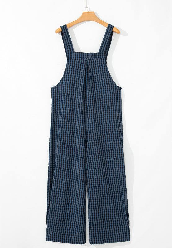 Buy Plaid Wide Strap Wide Leg Overalls by Faz