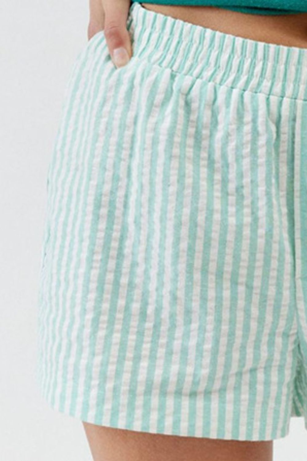 Buy Striped Elastic Waist Shorts by Faz