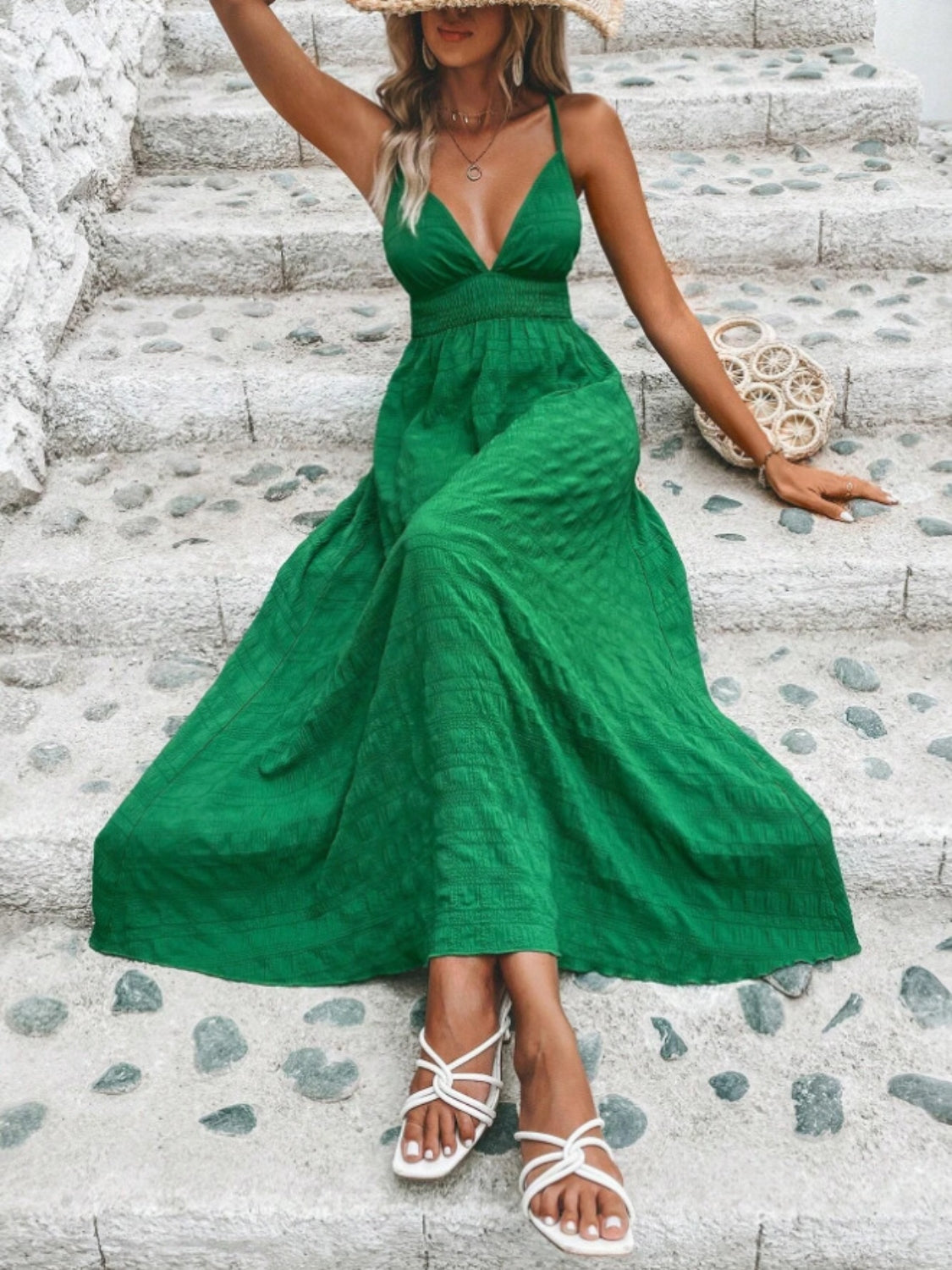 Buy Crisscross Back Smocked Maxi Cami Dress by Faz