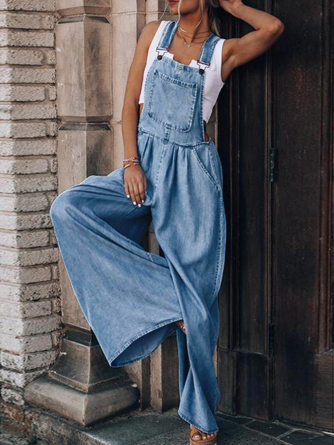 Buy Wide Leg Denim Overalls by Faz