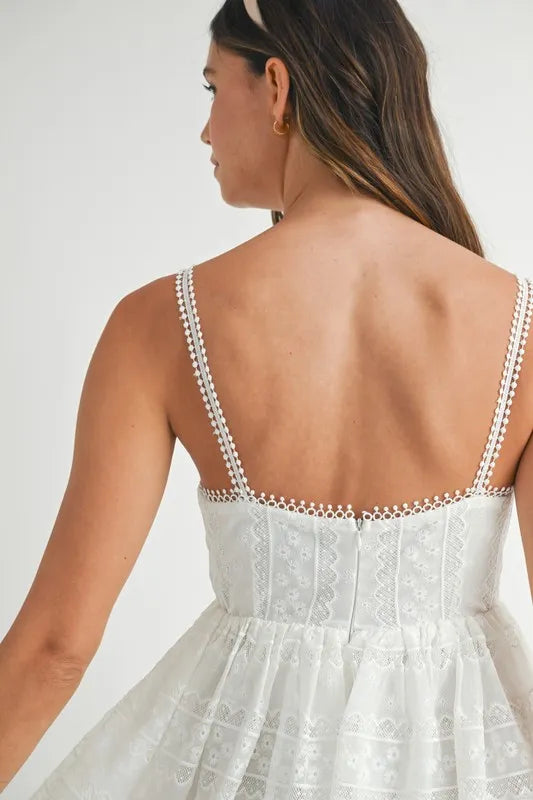 Buy Eyelet Lace Babydoll Mini Cami Dress by Faz