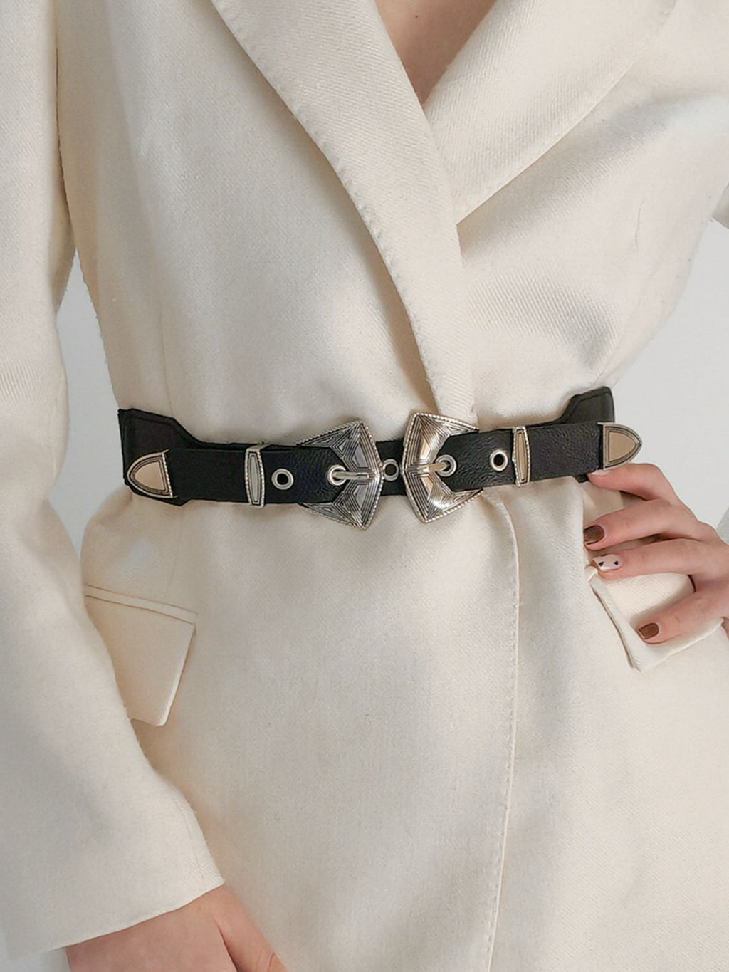 Buy Double Buckle PU Leather Belt by Faz