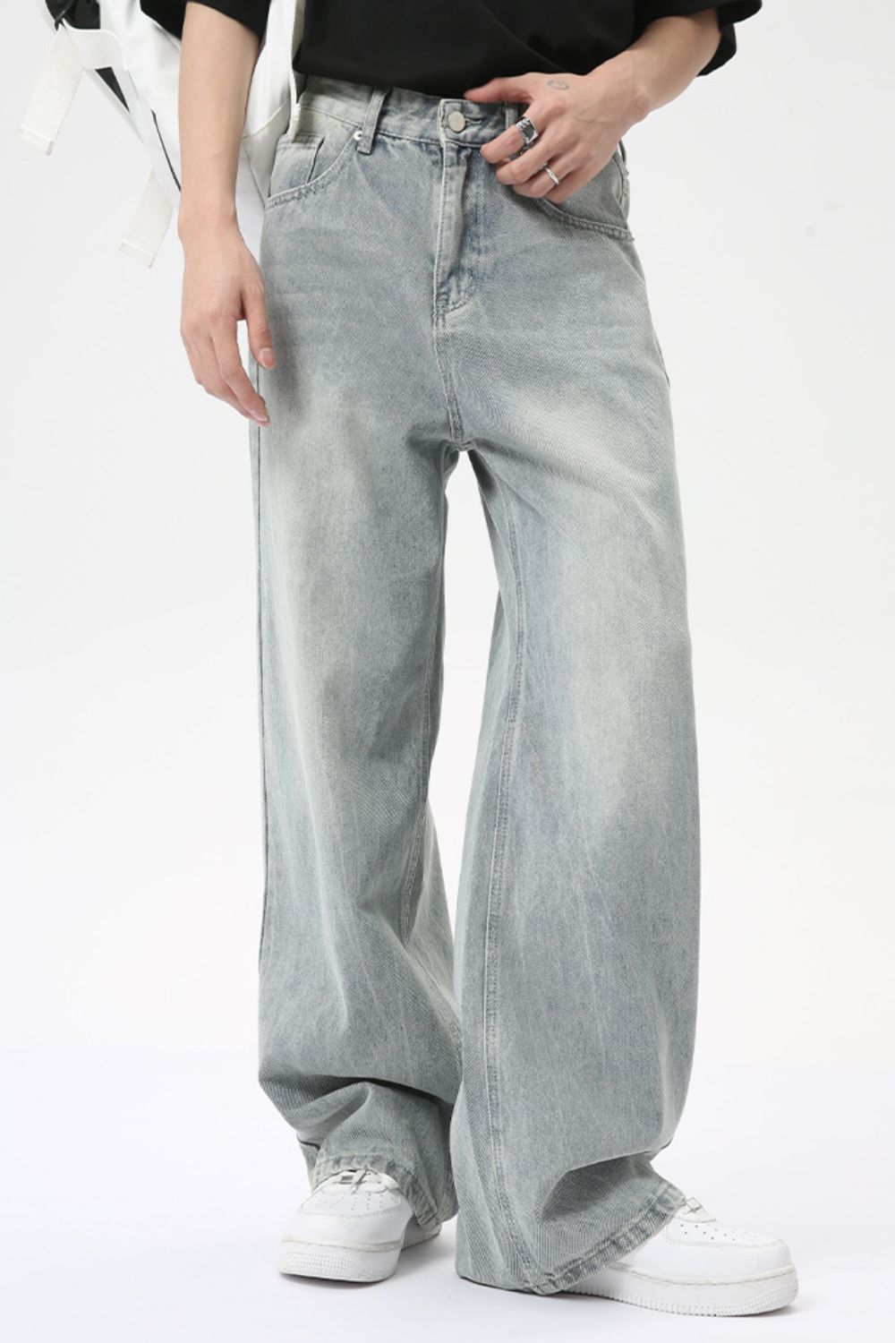 Buy Wide Leg Jeans with Pockets by Faz