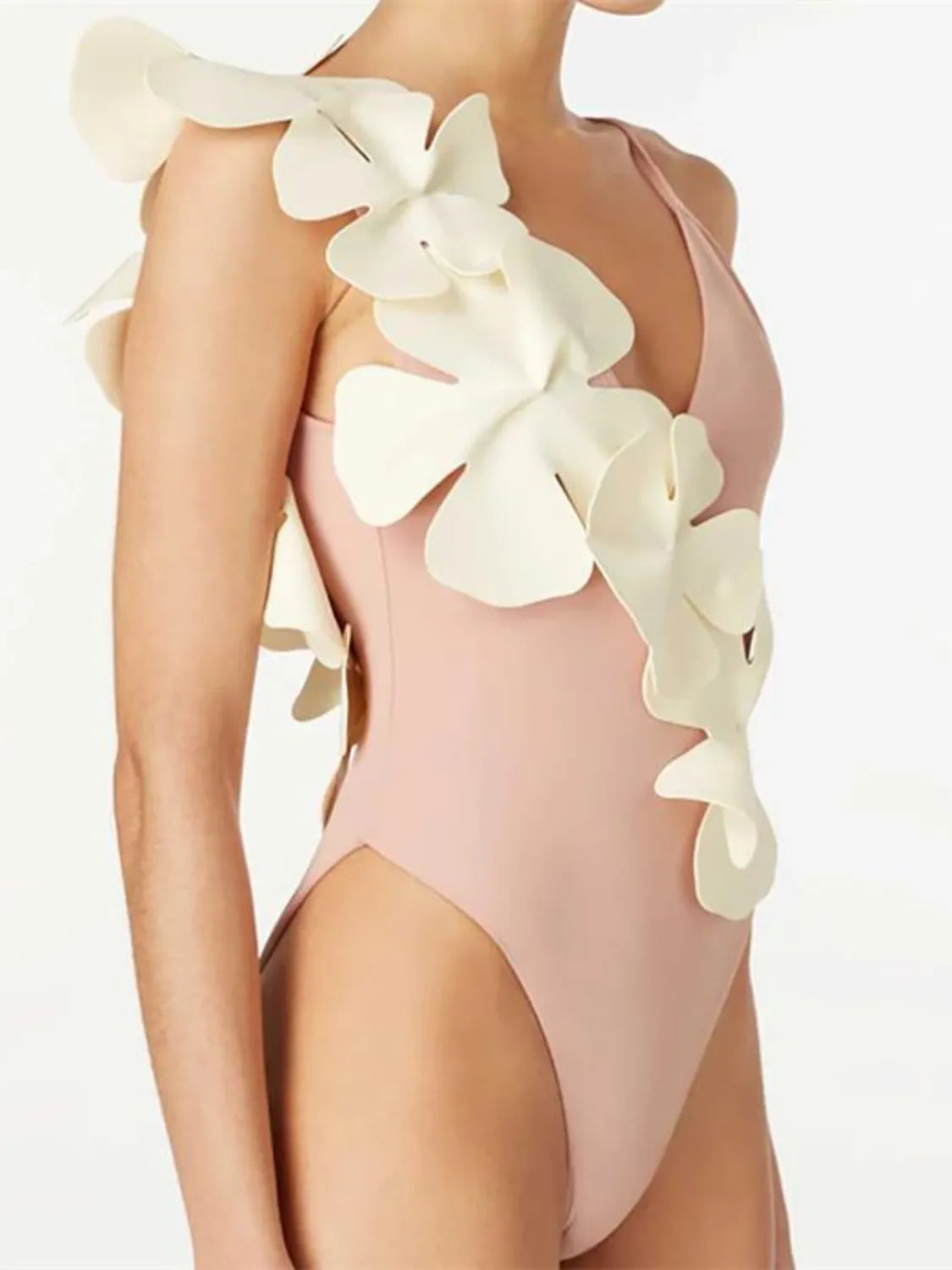 Buy Contrast Flower Spaghetti Strap One-Piece Swimwear by Faz