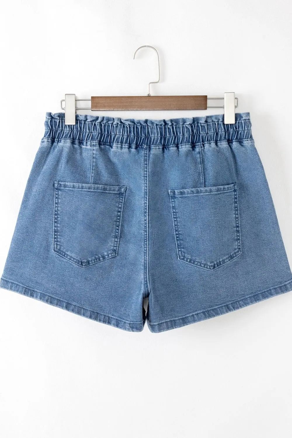 Buy Drawstring High Waist Denim Shorts with Pockets by Faz