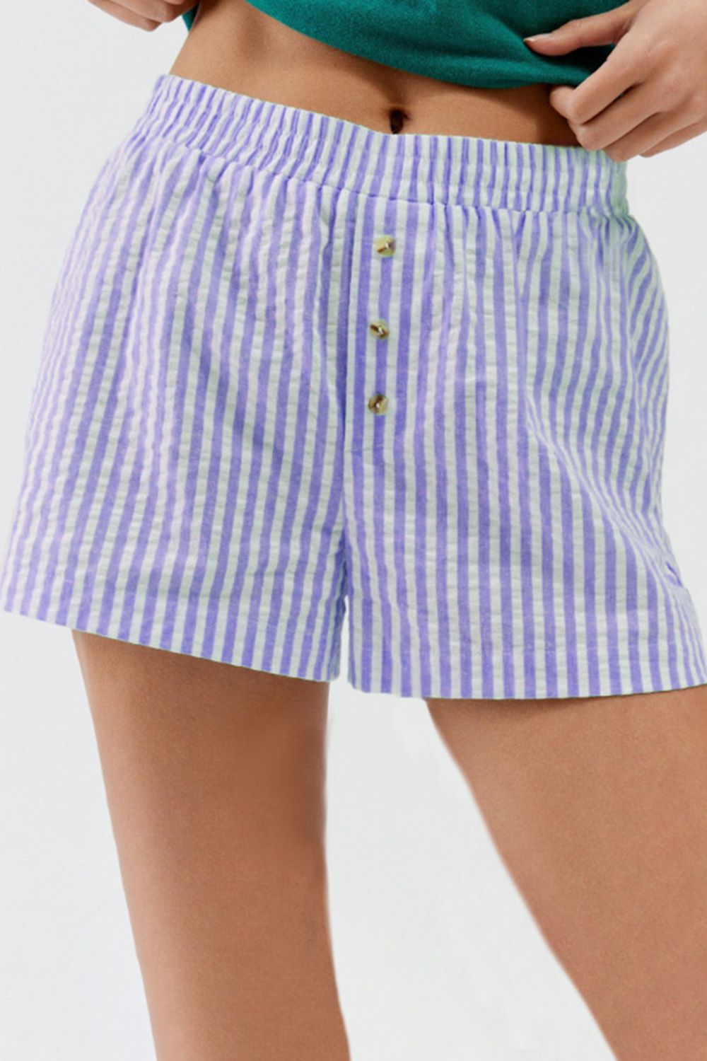 Buy Striped Elastic Waist Shorts by Faz