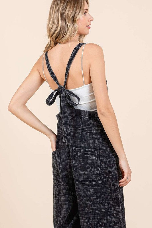 Buy Textured Wide Leg Overalls by Faz