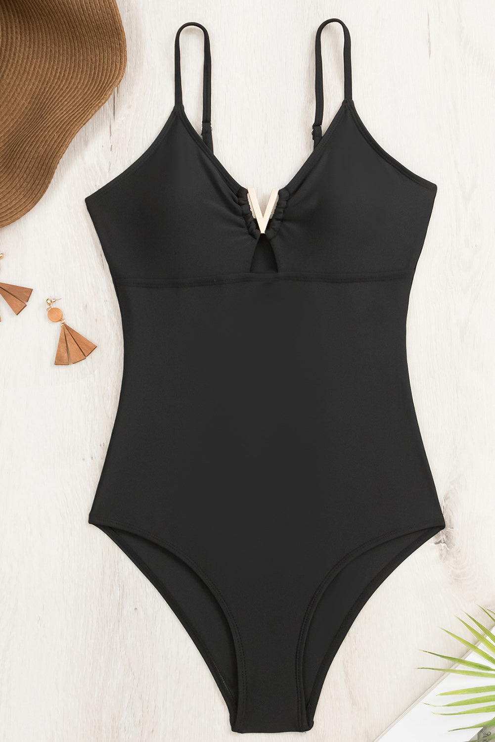 Buy Cutout Spaghetti Strap One-Piece Swimwear by Faz
