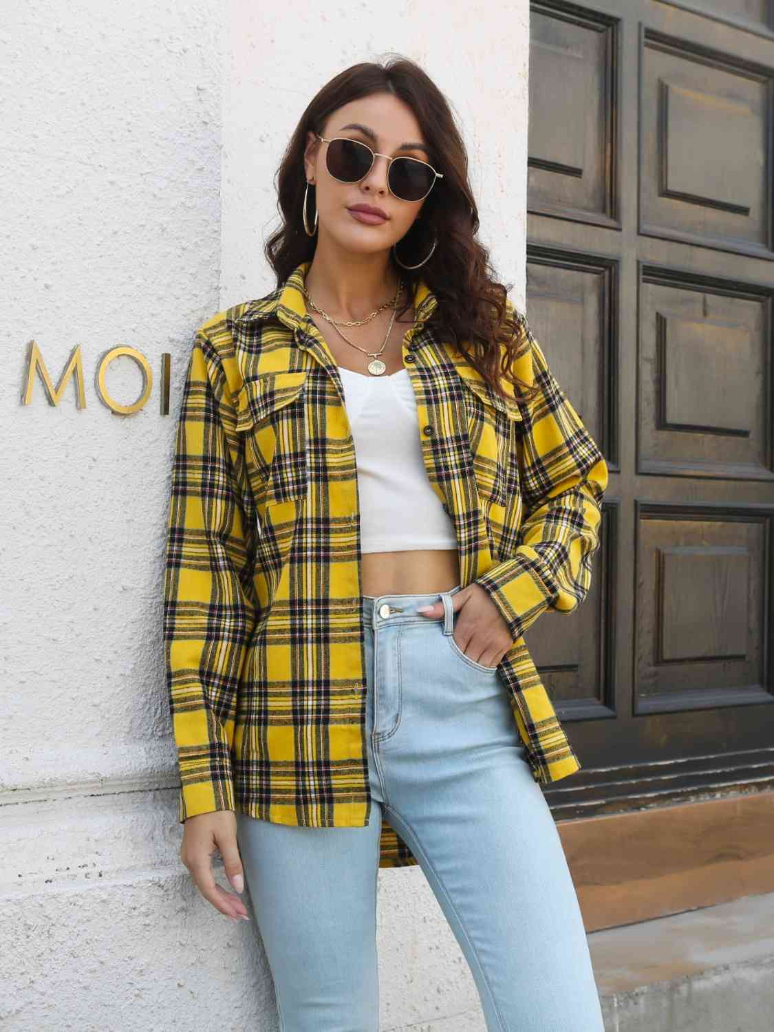 Buy Plaid Collared Neck Buttoned Shirt with Pockets by B&S