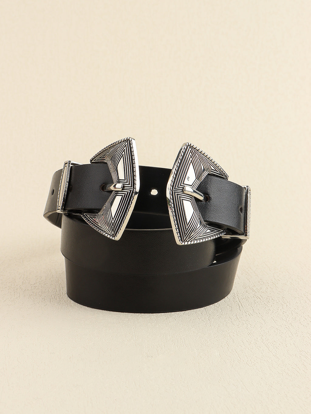 Buy Double Buckle PU Leather Belt by Faz
