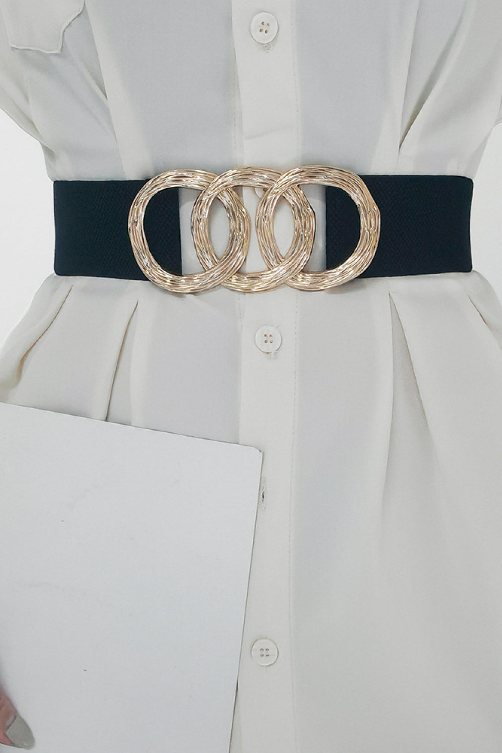 Buy Zinc Alloy Buckle Elastic Wide Belt by Faz