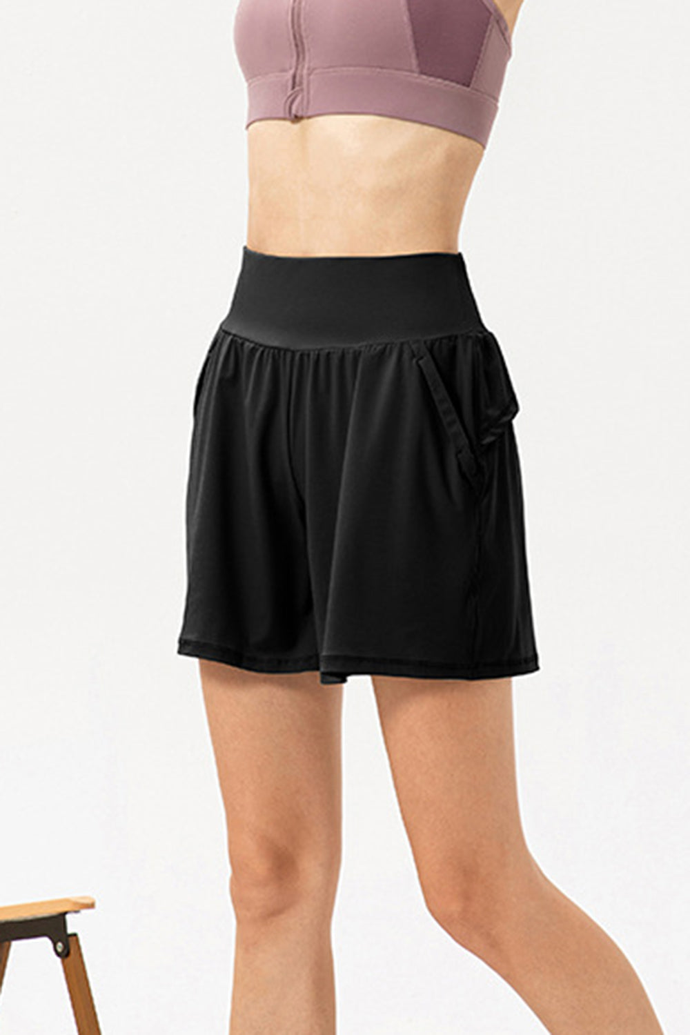Buy Pocketed Elastic Waist Active Shorts by Faz