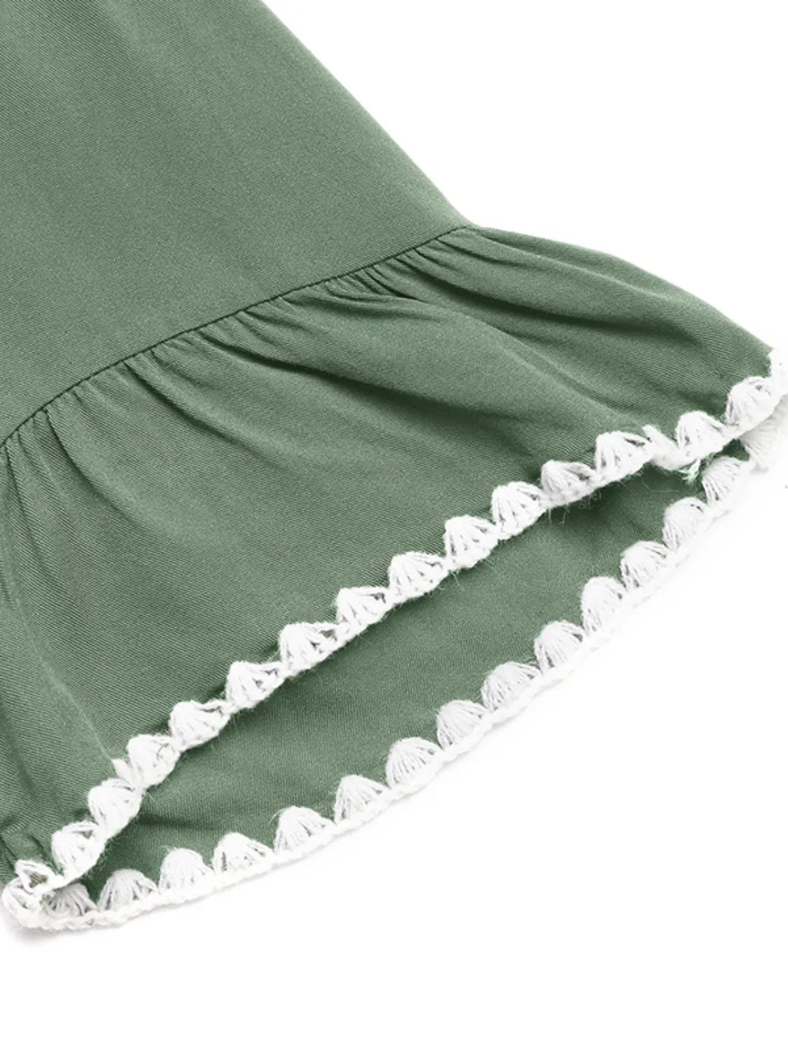 Buy Lace Detail Notched Flounce Sleeve Mini Dress by Faz